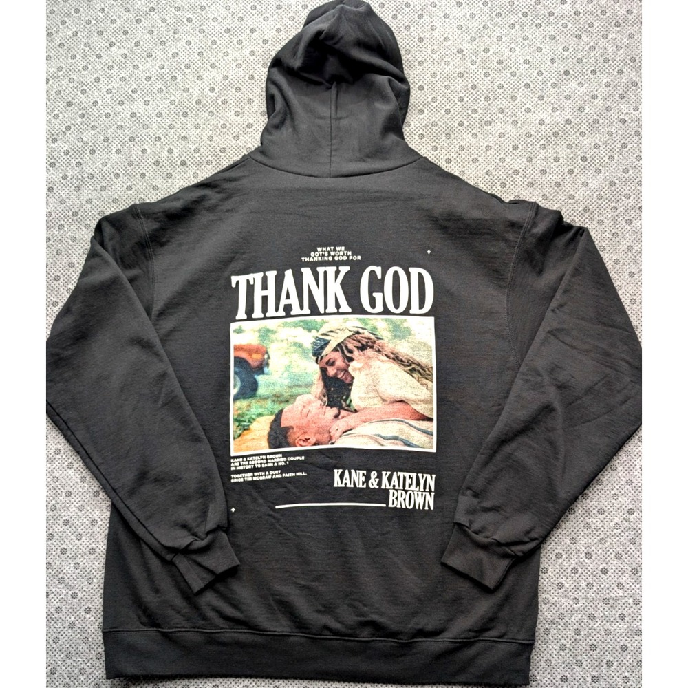 Kane & Katelyn Brown Thank God Hoodie Black XL Champion Country Music Tour Merch